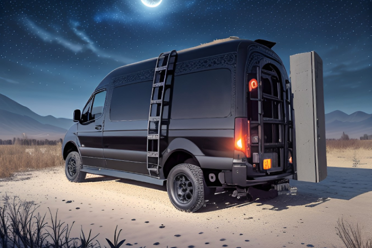 Mercedes Sprinter Luxe Cruiser Mercedes Sprinter Luxe Cruiser under the moon in the desert