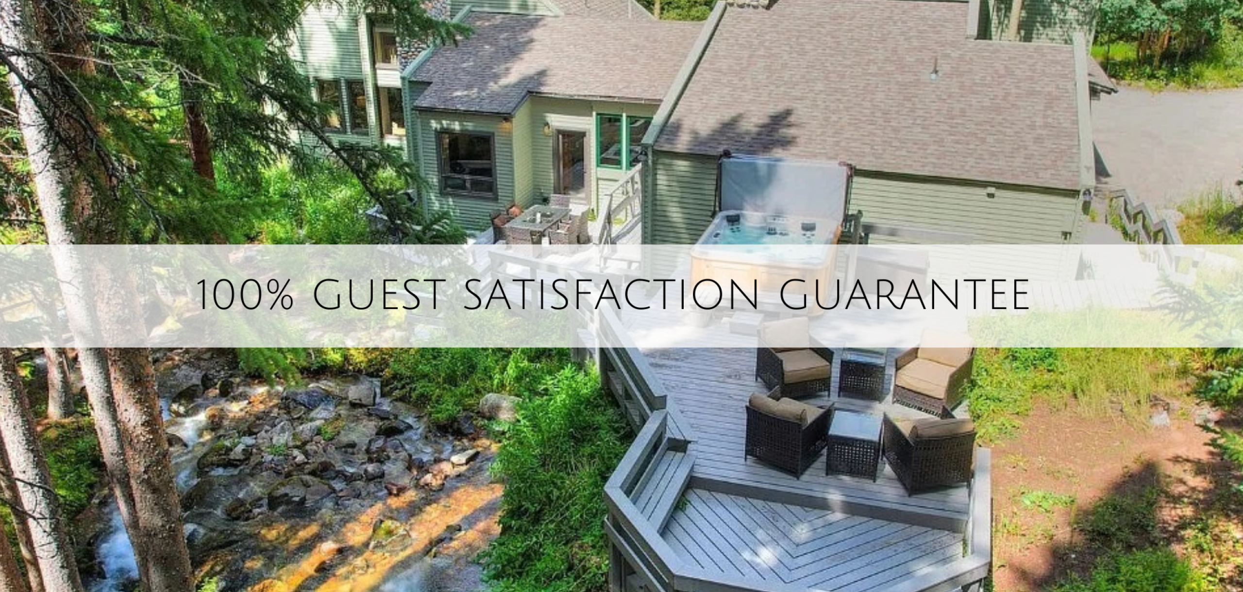 An exterior of a house next to a creek in Breckenridge Colorado