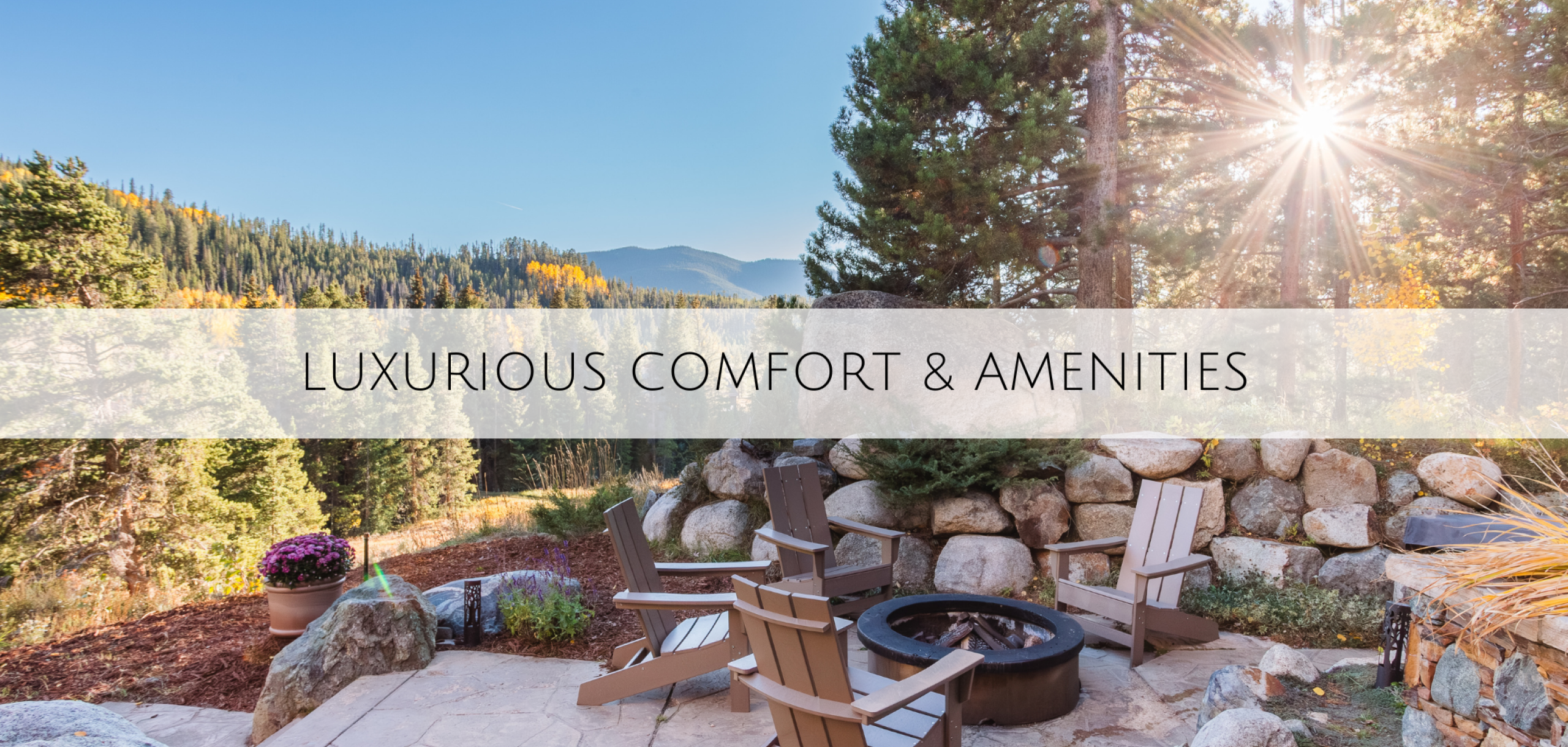 A fire pit in a backyard with the sub setting in Keystone Colorado